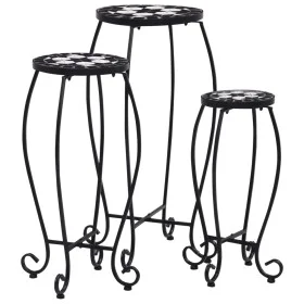 Mosaic tables 3 units black and white ceramic by vidaXL, Pot stands - Ref: Foro24-46703, Price: 87,08 €, Discount: %