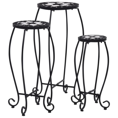 Mosaic tables 3 units black and white ceramic by vidaXL, Pot stands - Ref: Foro24-46703, Price: 88,21 €, Discount: %
