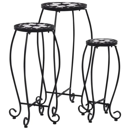 Mosaic tables 3 units black and white ceramic by vidaXL, Pot stands - Ref: Foro24-46703, Price: 87,08 €, Discount: %