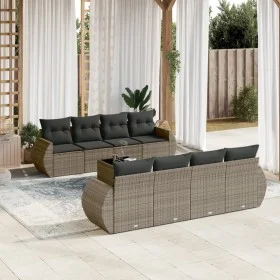 Garden furniture set 9 pieces and gray synthetic rattan cushions by , Garden sets - Ref: Foro24-3221149, Price: 610,97 €, Dis...