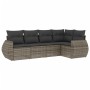 Gartensofa-Set mit Kissen, 5-teilig, graues synthetisches Rattan von , Gartensets - Ref: Foro24-3221329, Preis: 337,09 €, Rab...