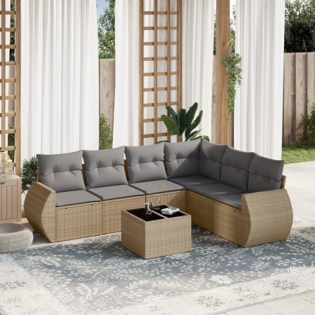 Set aus 7-teiligen Gartensofas und Kissen, synthetisches Rattan, beige von , Gartensets - Ref: Foro24-3221418, Preis: 454,15 ...
