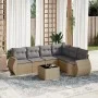 Set sofás de jardín 7 piezas y cojines ratán sintético beige de , Conjuntos de jardín - Ref: Foro24-3221418, Precio: 470,68 €...