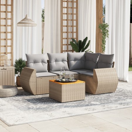 Garden sofa set with 5-piece synthetic rattan beige cushions by , Garden sets - Ref: Foro24-3224988, Price: 335,30 €, Discoun...