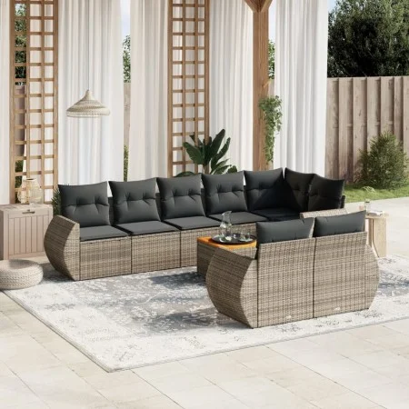 Gartenmöbel-Set 9-teilig mit grauen Polstern aus synthetischem Rattan von , Gartensets - Ref: Foro24-3225094, Preis: 612,65 €...