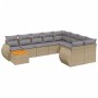 Juego de sofás jardín con cojines beige 10 pzas ratán sintético de , Conjuntos de jardín - Ref: Foro24-3225170, Precio: 581,76 €