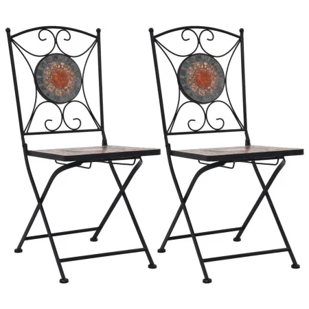 Mosaik-Bistrostühle 2 Einheiten orange/grau von vidaXL, Gartenstühle - Ref: Foro24-46718, Preis: 156,49 €, Rabatt: %