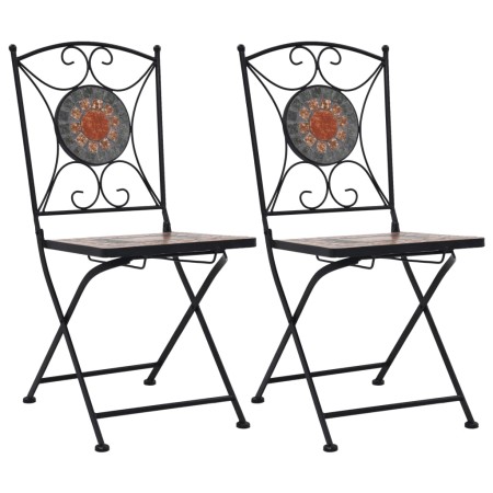 Mosaik-Bistrostühle 2 Einheiten orange/grau von vidaXL, Gartenstühle - Ref: Foro24-46718, Preis: 148,53 €, Rabatt: %