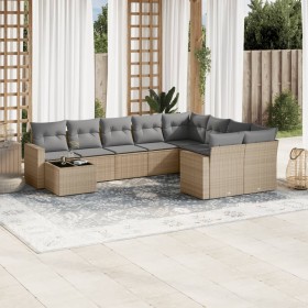 Set Gartensofas mit beigen Kissen 10 Stück synthetisches Rattan von , Gartensets - Ref: Foro24-3219449, Preis: 586,18 €, Raba...