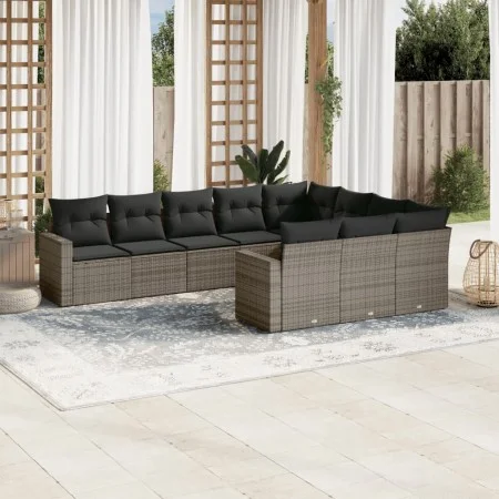 Garden sofa set 10 pieces with gray synthetic rattan cushions by , Garden sets - Ref: Foro24-3219480, Price: 589,96 €, Discou...