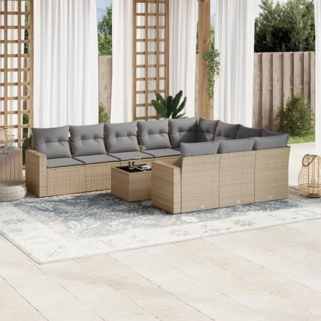 Set von 11-teiligen Gartensofas mit beigen Kissen aus synthetischem Rattan von , Gartensets - Ref: Foro24-3219489, Preis: 674...