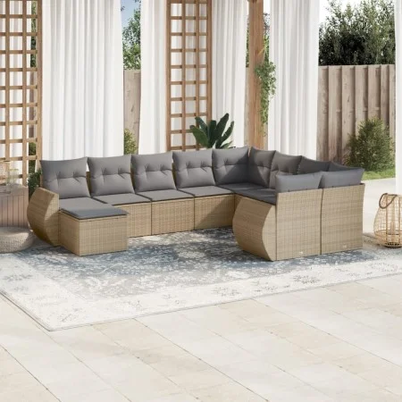 Set Gartensofas mit beigen Kissen 10 Stück synthetisches Rattan von , Modulare Sofas für den Außenbereich - Ref: Foro24-32218...