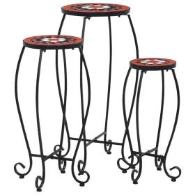 Mosaic side tables 3 units ceramic terracotta and white by vidaXL, Pot stands - Ref: Foro24-46704, Price: 79,81 €, Discount: %