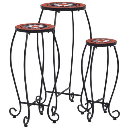 Mosaic side tables 3 units ceramic terracotta and white by vidaXL, Pot stands - Ref: Foro24-46704, Price: 81,23 €, Discount: %