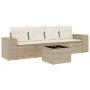 Garden sofa set with cushions 5 pieces beige synthetic rattan by , Modular outdoor sofas - Ref: Foro24-3222287, Price: 349,59...