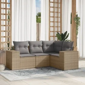 Garden sofa set with 4-piece synthetic rattan beige cushions by , Modular outdoor sofas - Ref: Foro24-3222508, Price: 300,10 ...