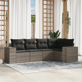 Garden sofa set with 5-piece synthetic rattan gray cushions by , Modular outdoor sofas - Ref: Foro24-3222529, Price: 334,82 €...