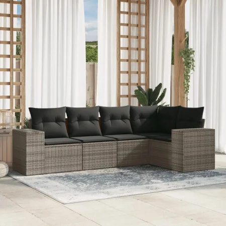Garden sofa set with 5-piece synthetic rattan gray cushions by , Modular outdoor sofas - Ref: Foro24-3222529, Price: 340,48 €...