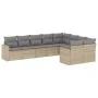 9-teiliges Gartensofa-Set mit beigen synthetischen Rattankissen von , Modulare Sofas für den Außenbereich - Ref: Foro24-32517...