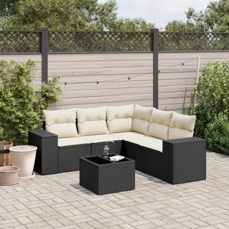 6-piece garden sofa set with black synthetic rattan cushions by , Garden sets - Ref: Foro24-3222555, Price: 394,44 €, Discoun...