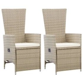2 Stück Gartenliegestühle und beige synthetische Rattankissen von vidaXL, Gartenstühle - Ref: Foro24-46046, Preis: 229,45 €, ...