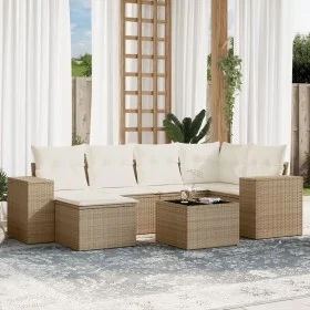 7-piece garden sofa set and beige synthetic rattan cushions by , Garden sets - Ref: Foro24-3222867, Price: 498,04 €, Discount: %