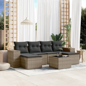 Set de sofás de jardín 7 piezas con cojines ratán PE gris de , Conjuntos de jardín - Ref: Foro24-3222929, Precio: 388,60 €, D...