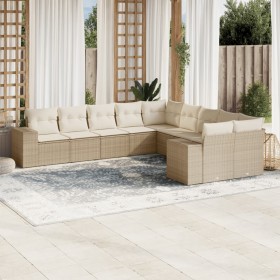 Set Gartensofas mit beigen Kissen 10 Stück synthetisches Rattan von , Gartensets - Ref: Foro24-3223107, Preis: 655,31 €, Raba...