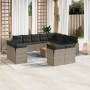 Set of garden sofas with 13 pieces of gray synthetic rattan cushions by , Garden sets - Ref: Foro24-3223953, Price: 816,06 €,...