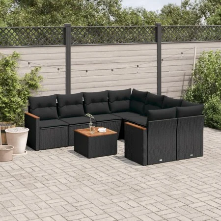Set de sofás de jardín 8 piezas y cojines ratán sintético negro de , Conjuntos de jardín - Ref: Foro24-3258226, Precio: 575,5...