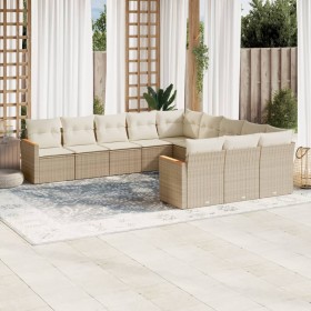 Set von 11-teiligen Gartensofas mit beigen Kissen aus synthetischem Rattan von , Gartensets - Ref: Foro24-3258831, Preis: 736...