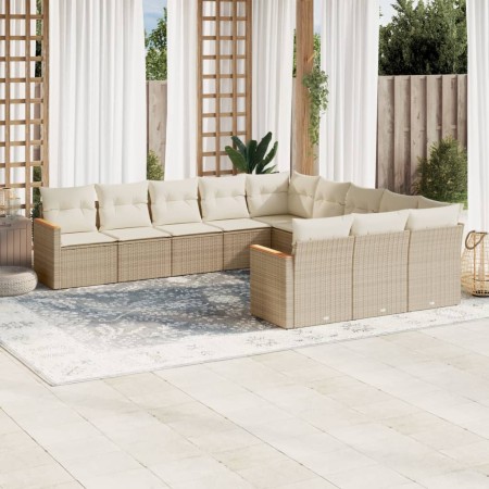 Set von 11-teiligen Gartensofas mit beigen Kissen aus synthetischem Rattan von , Gartensets - Ref: Foro24-3258831, Preis: 736...