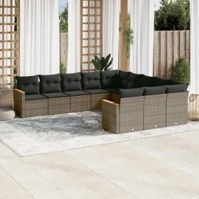Garden sofa set 11 pieces and gray synthetic rattan cushions by , Garden sets - Ref: Foro24-3258833, Price: 654,66 €, Discoun...