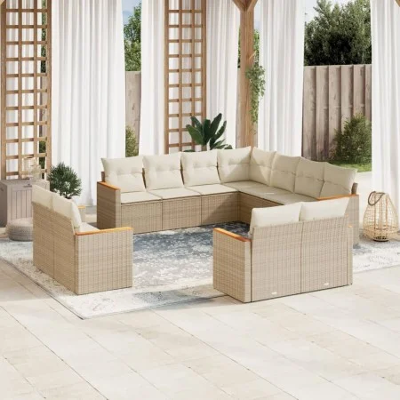 Garden sofa set 11 pieces with beige synthetic rattan cushions by , Garden sets - Ref: Foro24-3258901, Price: 892,96 €, Disco...