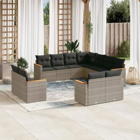 Set de sofás de jardín 11 pzas y cojines ratán sintético gris de , Conjuntos de jardín - Ref: Foro24-3258903, Precio: 749,63 ...