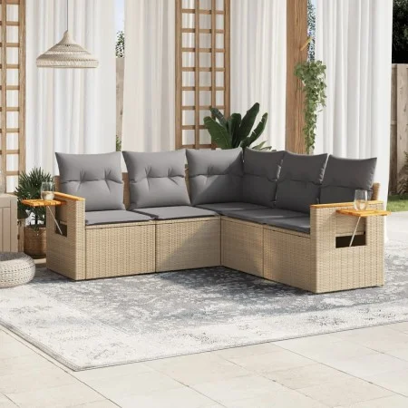 Juego de sofás jardín con cojines 5 pzas ratán sintético beige von , Gartensets - Ref: Foro24-3259203, Preis: 357,85 €, Rabat...
