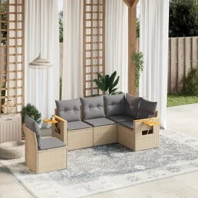 Set Gartensofas mit Kissen 5 Stück synthetisches Rattan beige von , Gartensets - Ref: Foro24-3259217, Preis: 357,85 €, Rabatt: %