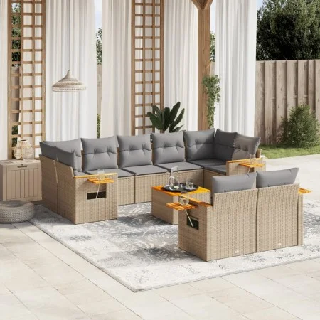 Garden sofa set with beige cushions 10 pieces synthetic rattan by , Garden sets - Ref: Foro24-3259539, Price: 643,07 €, Disco...
