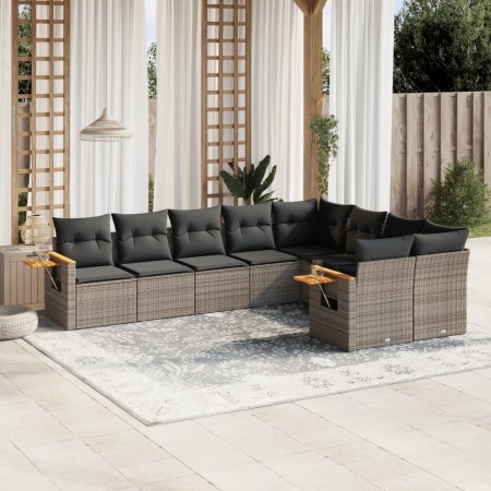 9-teiliges Gartenmöbel-Set und Kissen synthetisches Rattangrau von , Gartensets - Ref: Foro24-3259547, Preis: 584,02 €, Rabat...