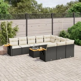Set de sofás de jardín 11 pzas y cojines ratán sintético negro de , Conjuntos de jardín - Ref: Foro24-3259585, Precio: 635,56...