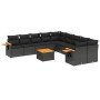 Set de sofás de jardín 11 pzas y cojines ratán sintético negro by , Garden sets - Ref: Foro24-3259598, Price: 707,34 €, Disco...