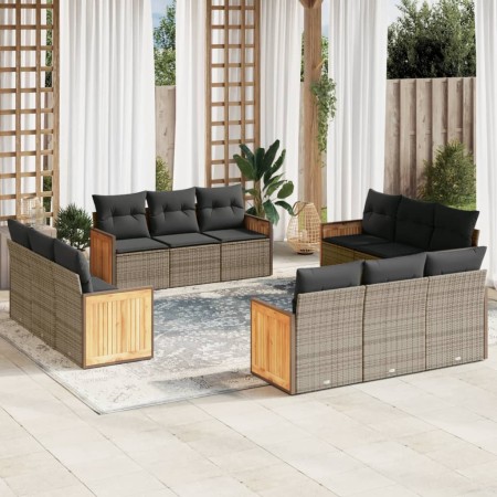 Garden sofa set 12 pieces with gray synthetic rattan cushions by , Garden sets - Ref: Foro24-3259918, Price: 871,08 €, Discou...