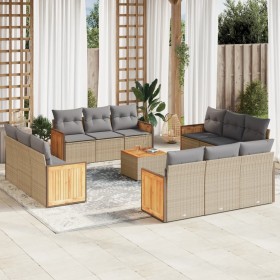 Garden sofa set with cushions 13 pieces beige synthetic rattan by , Garden sets - Ref: Foro24-3259924, Price: 895,98 €, Disco...