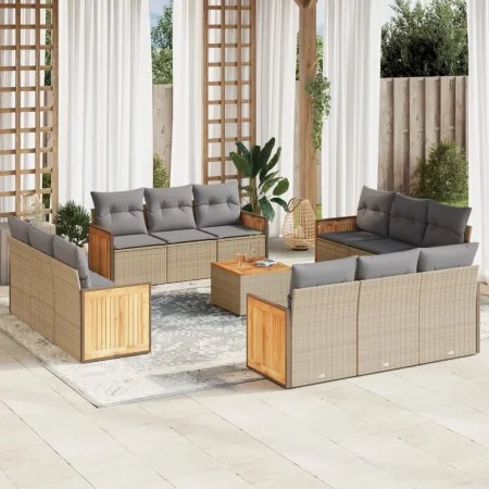 Garden sofa set with cushions 13 pieces beige synthetic rattan by , Garden sets - Ref: Foro24-3259924, Price: 976,66 €, Disco...