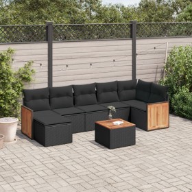 Set aus 8-teiligen Gartensofas und Kissen Kunstrattan schwarz von , Gartensets - Ref: Foro24-3260277, Preis: 478,62 €, Rabatt: %