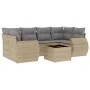 7-teiliges Gartensofa-Set und beigefarbene synthetische Rattankissen von , Gartensets - Ref: Foro24-3253456, Preis: 483,14 €,...