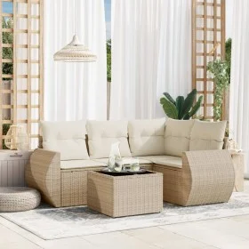 Garden sofa set with 5-piece synthetic rattan beige cushions by , Garden sets - Ref: Foro24-3253655, Price: 412,36 €, Discoun...