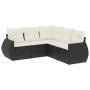 Set de muebles de jardín 5 pzas y cojines ratán sintético negro de , Conjuntos de jardín - Ref: Foro24-3253683, Precio: 348,0...