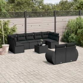 Set Gartensofas 10 Stück Kissen synthetisches Rattan schwarz von , Gartensets - Ref: Foro24-3254162, Preis: 637,79 €, Rabatt: %