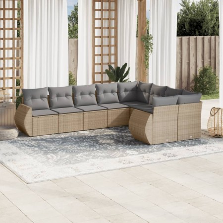 Set mit 9 Gartensofas mit beigen Kissen aus synthetischem Rattan von , Gartensets - Ref: Foro24-3254176, Preis: 617,37 €, Rab...